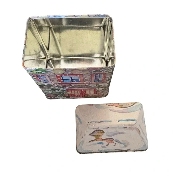 Lillian Vernon 1998 Festive Holiday Tin with Winter Scene - Picture 4 of 8